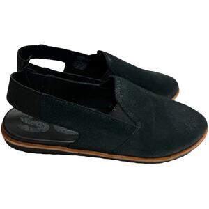 Sorel Sandals Ella Black Suede Leather Slingback Closed Toe Flat NEW Women's 6.5